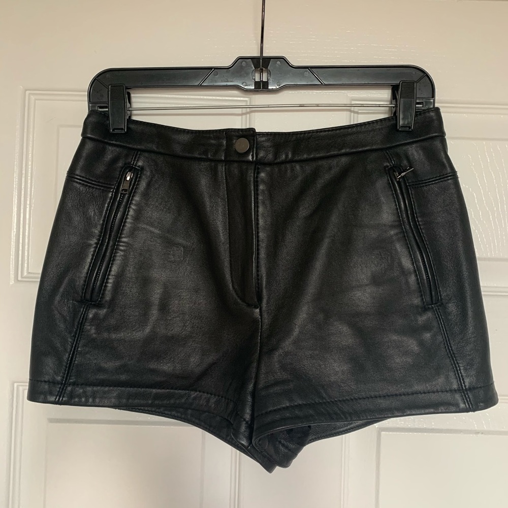 BCBGMAXAZRIA Leather Shorts, Small